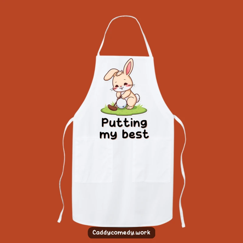 Funny Rabbit Golfer Apron: Playful Character Putting Kitchen Fun