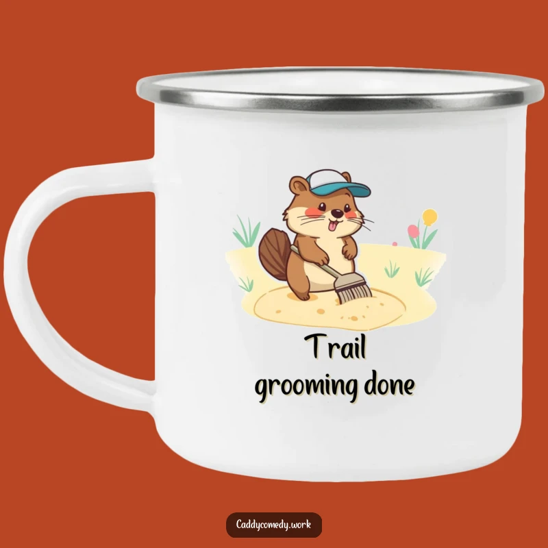 Funny Beaver Golfer Camping Mug: Diligent Character Raking Sand Trap Gift