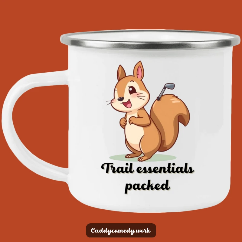 Funny Squirrel Golfer Camping Mug: Cheerful Character Golf Bag Outdoor Gift