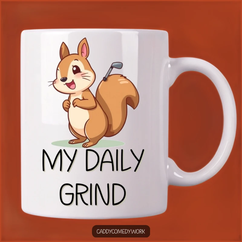 Funny Squirrel Golfer Mug: Cheerful Character with Golf Bag Gift