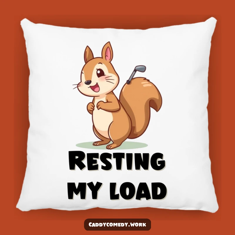 Funny Squirrel Golfer Pillow: Cheerful Character Golf Bag Accent