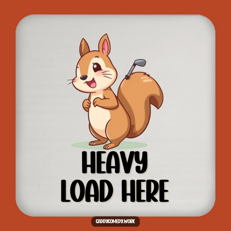 Funny Squirrel Golfer Drink Coaster: Cheerful Character Golf Bag Protector