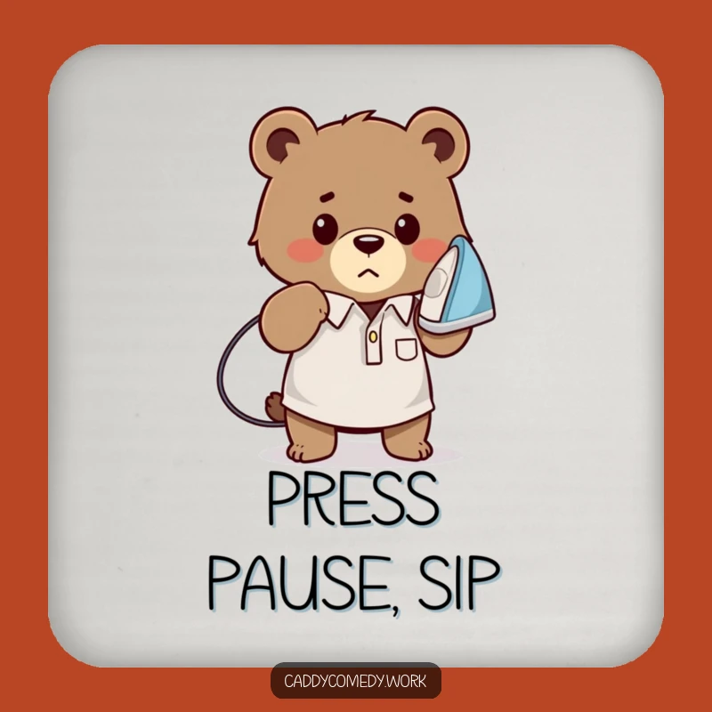 Funny Bear Golfer Drink Coasters - Protect Surfaces with Determined Golf Humor!