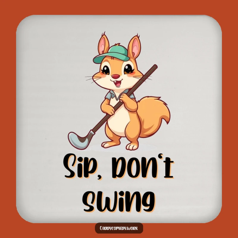 Funny Squirrel Golf Coaster - Protect Surfaces with Humor