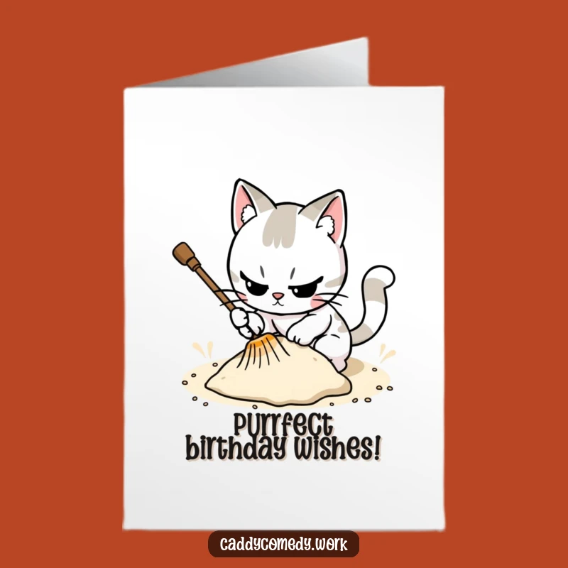 Cat Raking Sand Card: Free Printable Birthday Wishes for Feline Fans!