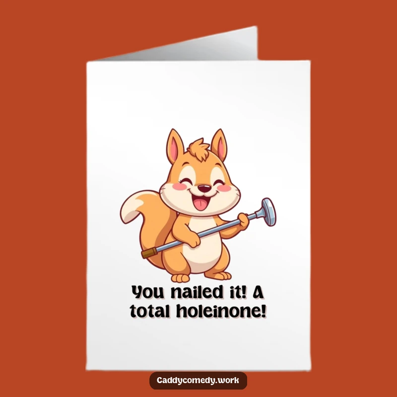 Free Printable Squirrel Golfer Congrats Card - Funny Downloadable for Wins & Achievements