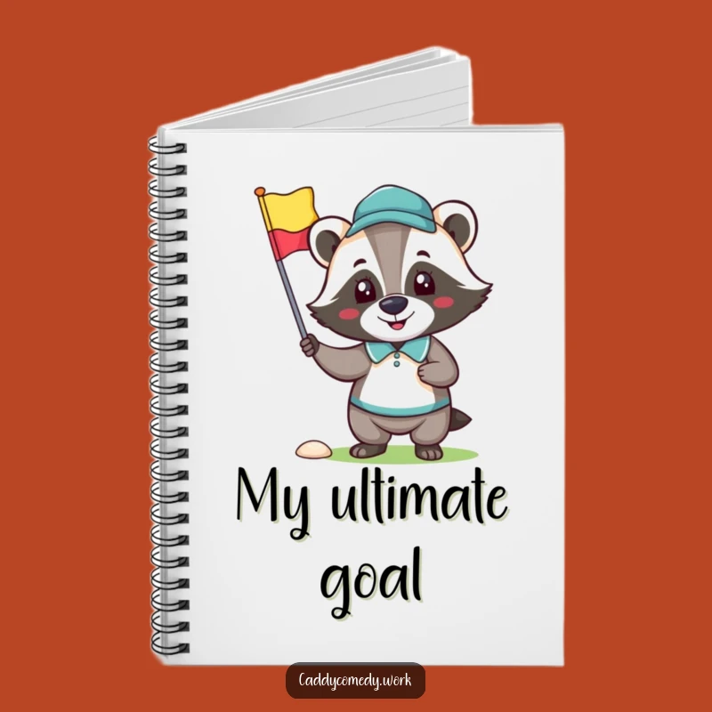 Funny Badger Golfer Notebook: Happy Character Holding Golf Flag Gift