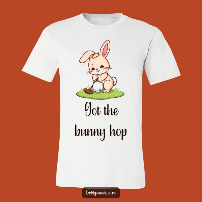 Funny Rabbit Golfer T-Shirt: Playful Character Putting Golf Tee