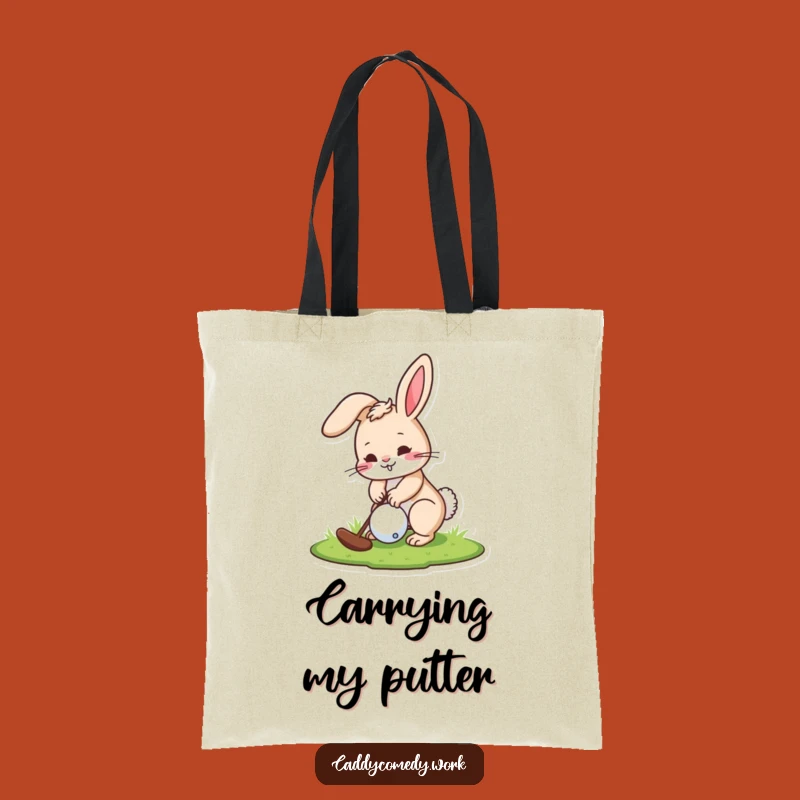 Funny Rabbit Golfer Tote Bag: Playful Character Putting Carryall